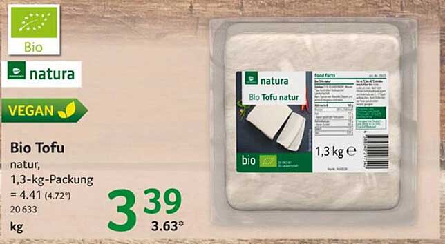 Bio Tofu natur, 1,3-kg-Packung
