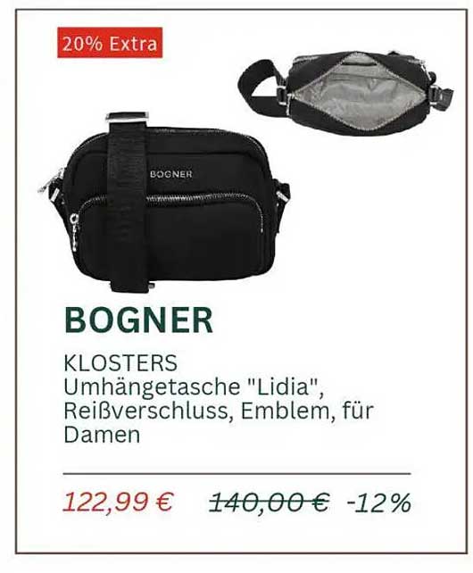Bogner KLOSTERS Umhängetasche 'Lidia', Reißverschluss, Emblem, für Damen