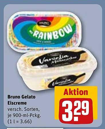Bruno Gelato Eiscreme, versch. Sorten, je 900-ml-Pckg.