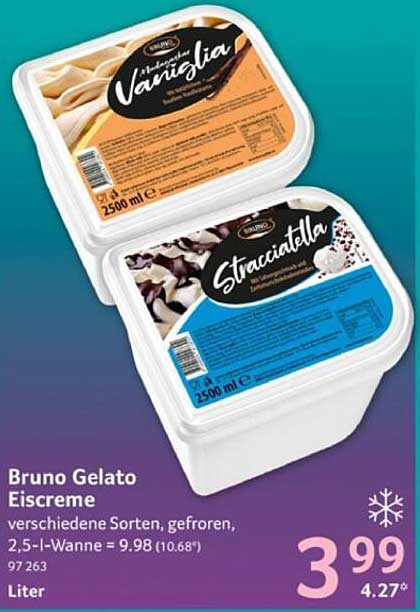 Bruno Gelato Eiscreme verschiedene Sorten, gefroren 2,5 l