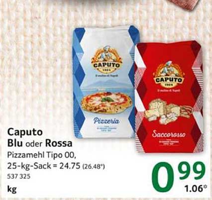 Caputo Blu oder Rossa Pizzamehl Tipo 00 – 25-kg-Sack
