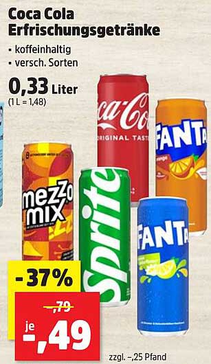 Coca Cola Erfrischungsgetränke 0,33 Liter