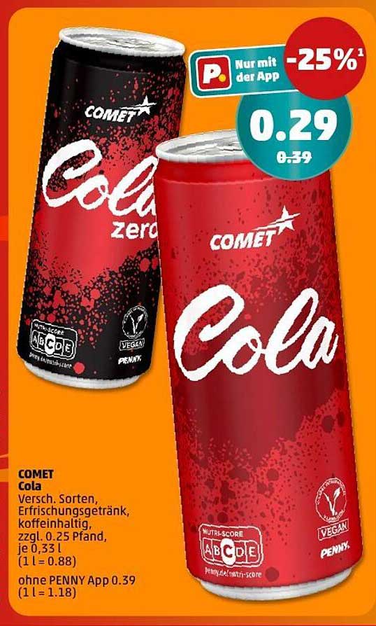 COMET Cola und COMET Cola Zero - Erfrischungsgetränke im Angebot