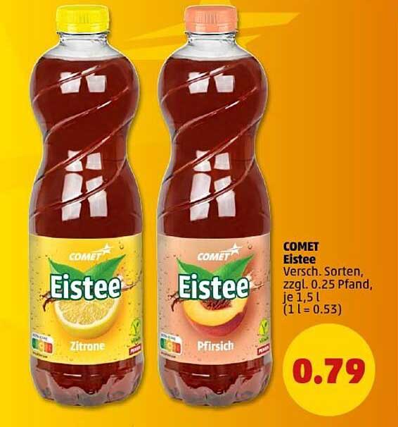COMET Eistee verschiedene Sorten (Zitrone und Pfirsich) 1,5 l