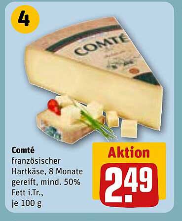 Comté französischer Hartkäse, 8 Monate gereift, mind. 50% Fett i.Tr., je 100 g