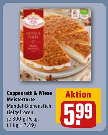 Coppenrath & Wiese Meistertorte Mandel-Bienenstich, tiefgefroren, je 800-g-Packung