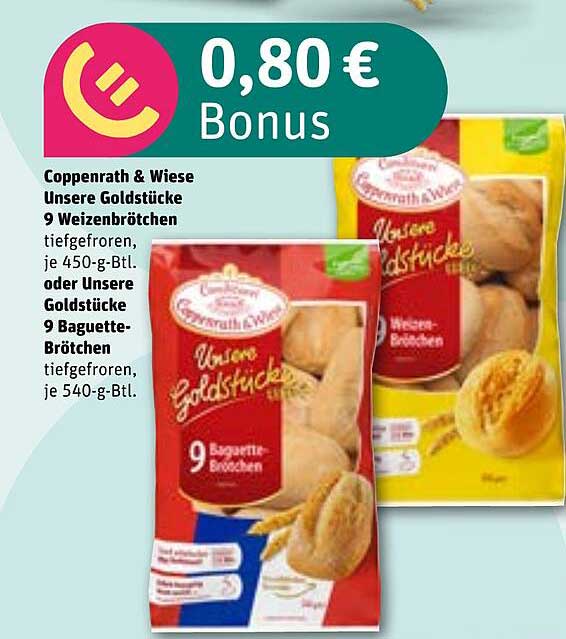 Coppenrath & Wiese Unsere Goldstücke 9 Weizenbrötchen oder 9 Baguette-Brötchen