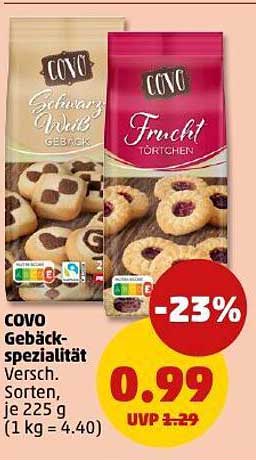 COVO Gebäck-Spezialität - Schwarz-Weiß Gebäck und Fruchttörtchen