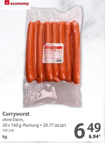 Currywurst ohne Darm, 20 x 160 g-Packung