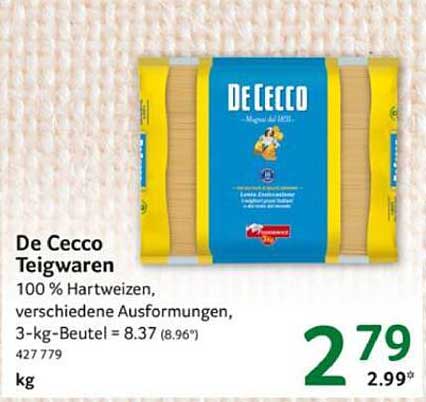 De Cecco Teigwaren, 100 % Hartweizen, verschiedene Ausformungen, 3-kg-Beutel