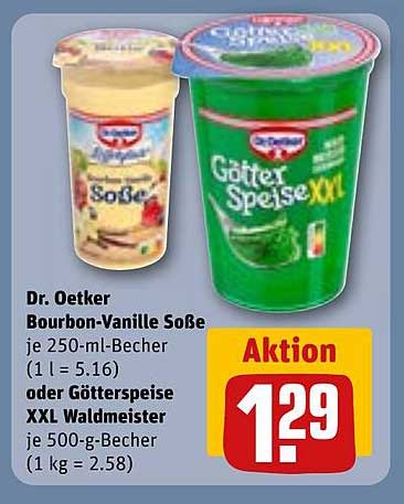 Dr. Oetker Bourbon-Vanille Soße oder Götterspeise XXL Waldmeister