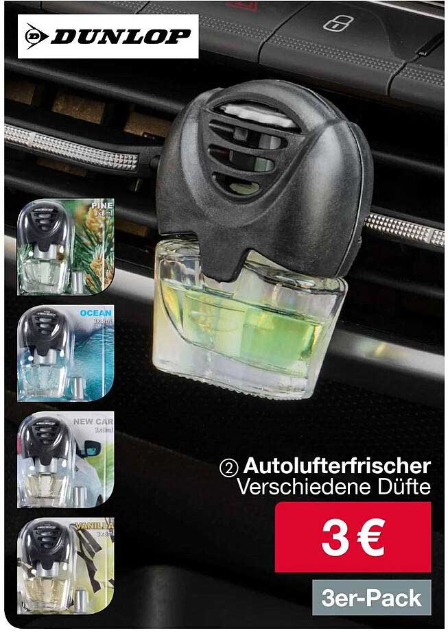Dunlop Autolufterfrischer - 3er-Pack mit verschiedenen Düften