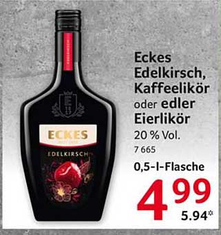 Eckes Edelkirsch, Kaffeeelikör oder edler Eierlikör 20 % Vol.