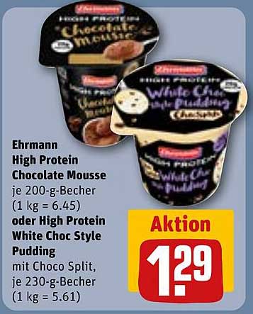 Ehrmann High Protein Chocolate Mousse oder White Choc Style Pudding