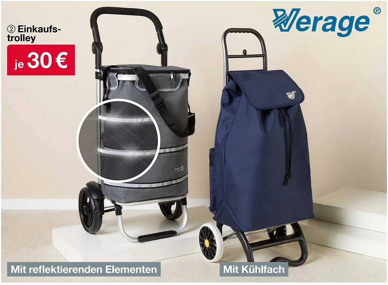 Einkaufstrolley – mit Kühlfach und reflektierenden Elementen für nur 30 €