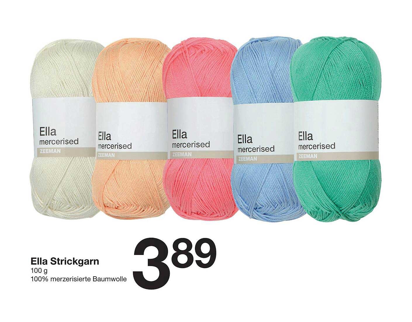 Ella Strickgarn 100 g - 100% mercerisierte Baumwolle