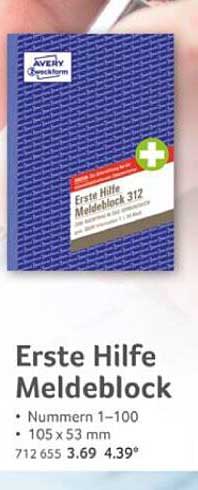 Erste Hilfe Meldeblock 312