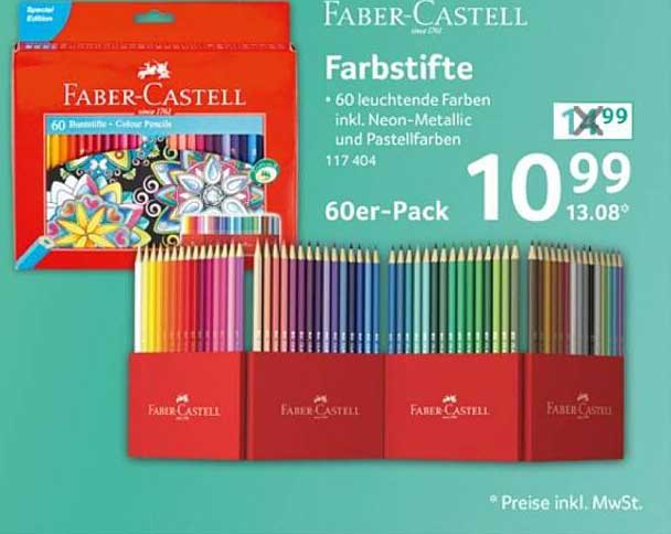 Faber-Castell Farbset - 60 leuchtende Farben inkl. Neon-Metallic und Pastellfarben