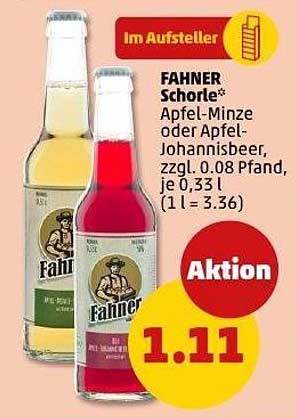 FAHNER Schorle Apfel-Minze oder Apfel-Johannisbeer 0.33L