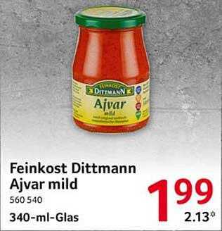 Feinkost Dittmann Ajvar mild 340-ml-Glas
