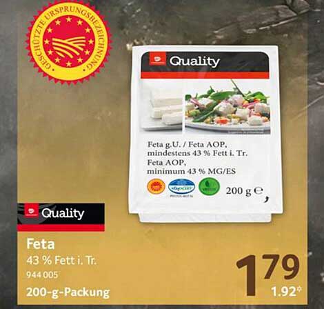 Feta g.U. / Feta AOP, mindestens 43 % Fett i. Tr. - 200 g-Packung
