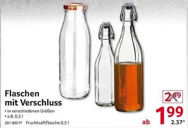 Flaschen mit Verschluss in verschiedenen Größen