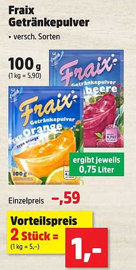 Fraix Getränkepulver – Verschiedene Sorten