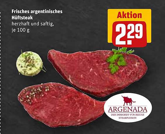 Frisches argentinisches Hüftsteak, herzhaft und saftig, je 100 g
