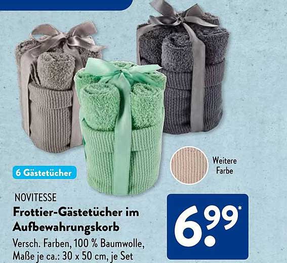 Frottier-Gästetücher im Aufbewahrungskorb