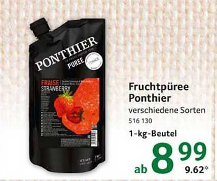 Fruchtpüree Ponthier, verschiedene Sorten 1-kg-Beutel