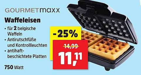 GOURMETmaxx Waffeleisen für 2 belgische Waffeln
