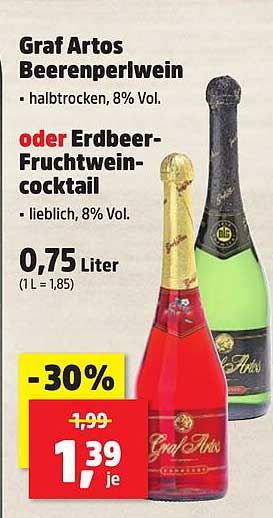 Graf Artos Beerenperlwein oder Erdbeer-Fruchtweincocktail 0,75 Liter