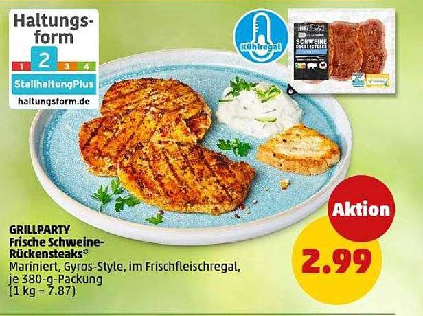 GRILLPARTY Frische Schweine-Rückensteaks* - Marinierter Gyros-Style