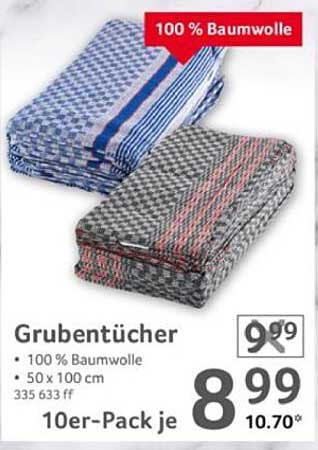 Grubentücher 10er-Pack - 100 % Baumwolle