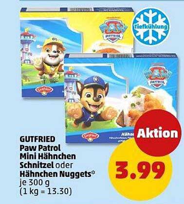 GUTFRIED Paw Patrol Mini Hähnchen Schnitzel oder Hähnchen Nuggets 300 g