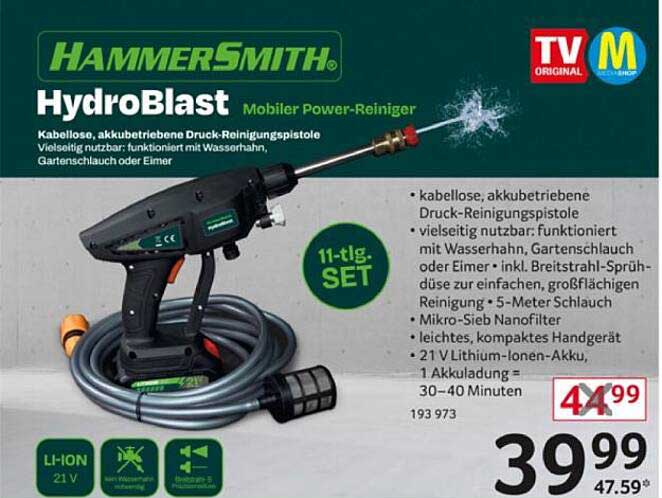 HAMMERSMITH HydroBlast Mobiler Power-Reiniger 11-tlg. Set