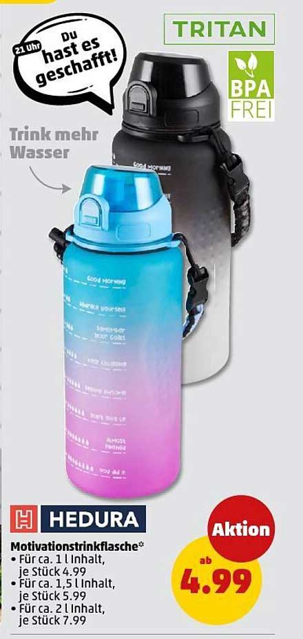 HEDURA Motivationsdrinkflasche