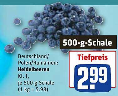 Heidelbeeren Kl. I - 500-g-Schale