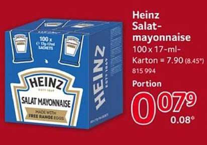 Heinz Salatmayonnaise 100 x 17-ml Portionsbeutel