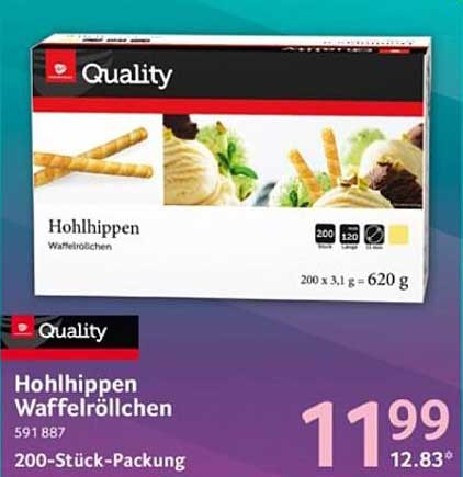Hohlhippen Waffelröllchen 200-Stück-Packung