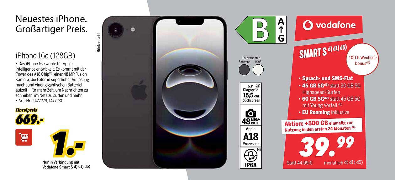 iPhone 16e (128GB) – Neu und zum Spitzenpreis