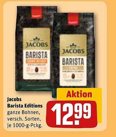 Jacobs Barista Editions ganze Bohnen, versch. Sorten, je 1000-g-Packung