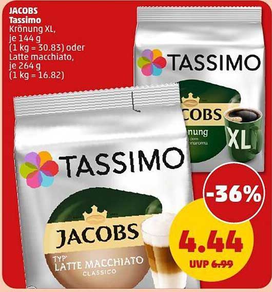 JACOBS Tassimo Krönung XL oder Latte Macchiato, je 144 g oder 264 g