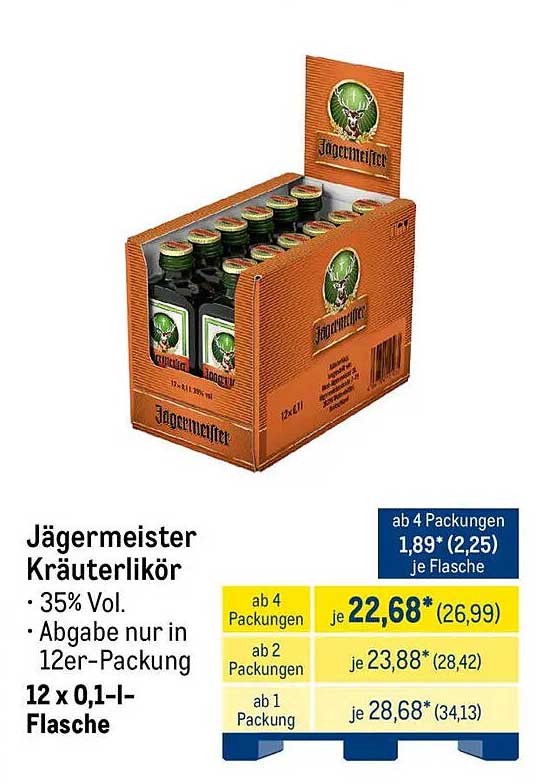 Jägermeister Kräuterlikör - 12 x 0,1 l Flasche
