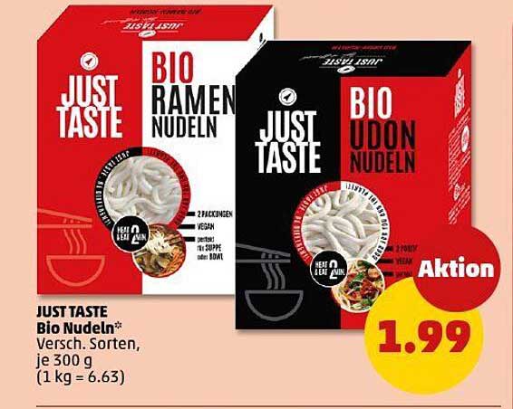 JUST TASTE Bio Nudeln – Verschiedene Sorten