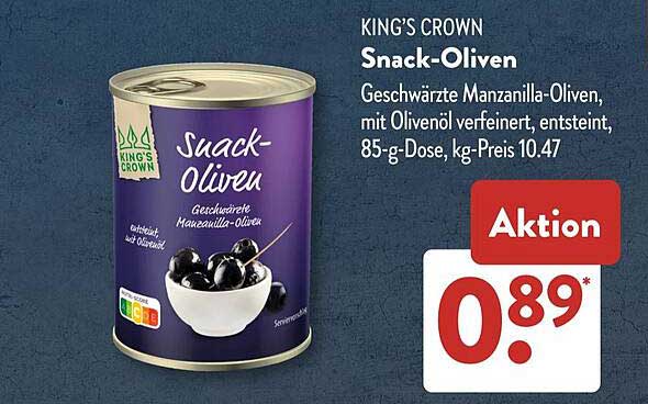 KING'S CROWN Snack-Oliven