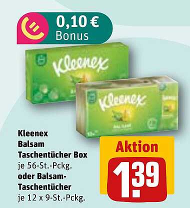Kleenex Balsam Taschentücher Box je 56-St.-Pckg. oder Balsam-Taschentücher je 12 x 9-St.-Pckg.