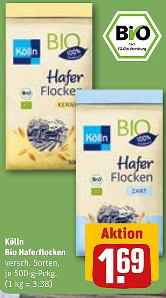 Kölln Bio Haferflocken, verschiedene Sorten, je 500-g-Packung