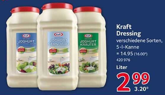 Kraft Dressing - verschiedene Sorten, 5-l-Kanne