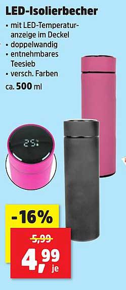 LED-Isolierbecher mit LED-Temperaturanzeige